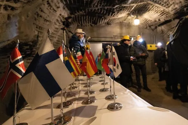 The flags of depositing nations inside the Arctic World Archive vault.