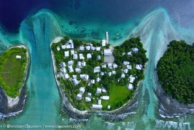 The sinking Marshall Islands seen from above, photographed by Christian Clauwers.